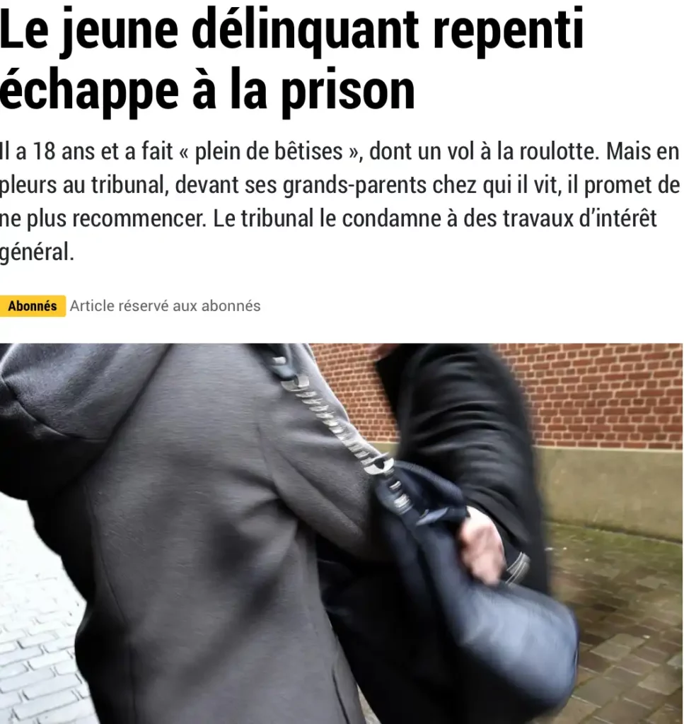 Le jeune délinquant repenti échappe à la prison
