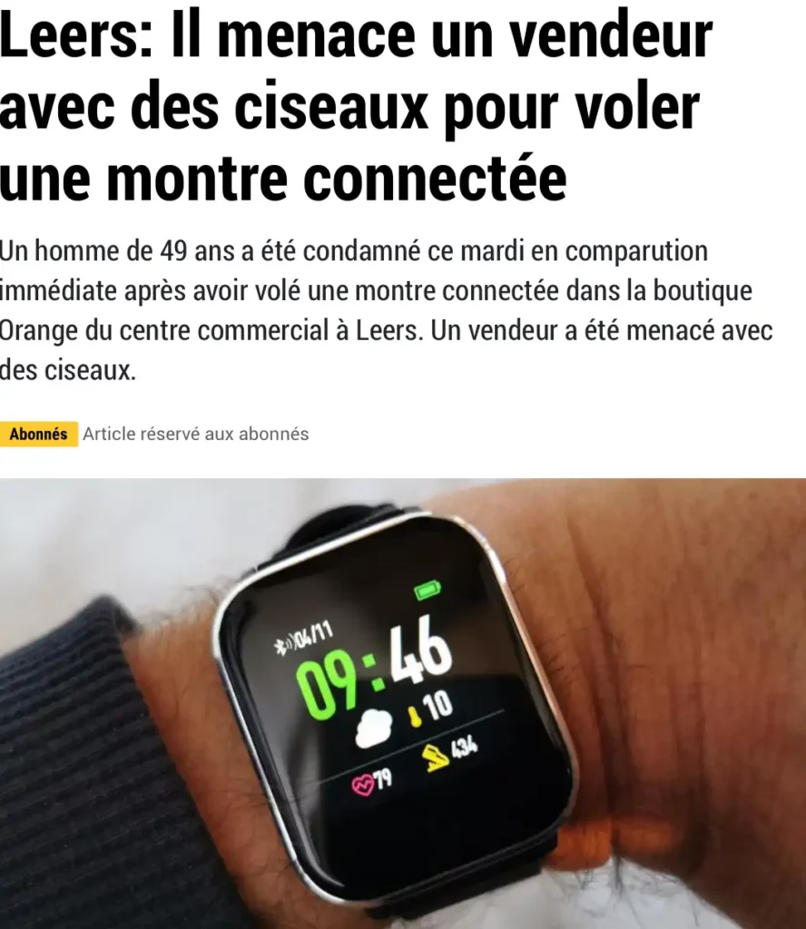Leers: Il menace un vendeur avec des ciseaux pour voler une montre connectée